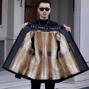 เสื้อโค้ทสั้นสำหรับผู้<span class=keywords><strong>ชาย</strong></span>พร้อมซับในขนสัตว์ธรรมชาติที่ถอดออกได้ ทำจากขนมิงค์บลูรูทและขนกระต่าย - Product Image 2