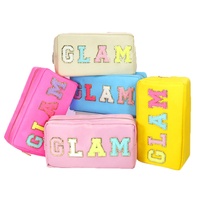 Sacs de maquillage de voyage imperméables personnalisés avec logo, vente en gros de mode, sacs cosmétiques en nylon à paillettes, sacs cosmétiques pour femmes