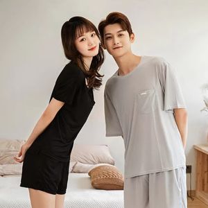 Venta Directa de Fábrica, Camiseta de Manga Corta y Pantalones Cortos de Viscosa Térmica de Verano, Ropa de Dormir <span class=keywords><strong>para</strong></span> Parejas, Hombre y Mujer - Product Image 3