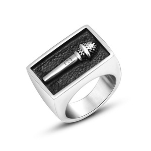 Anillo de Micrófono de Acero Inoxidable para Hombre, Anillo Ancho para el Dedo Índice SA951, Joyería Duradera para Uso Diario - Product Image 5