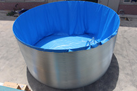 Bassin à poissons en toile PVC avec structure en acier galvanisé, facile à installer et à transporter, pour l'aquaculture/élevage de poissons