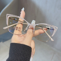 Lunettes Modernes Anti-Lumière Bleue pour Hommes Montures de Lunettes Oeil de Chat Verres Optiques 2025 Monture Transparente en Métal