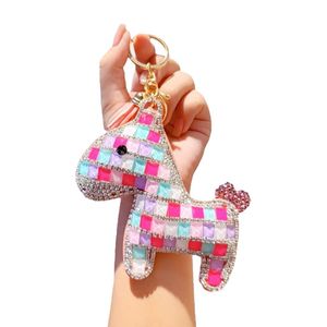 Missxiang New Crystal Rhinestone Gifts Bag Pendant Key Chain Creative Fashion Car Key Cute Colt Keyring Female Bling Horse