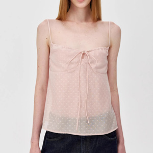 Haut de camisole pour femme TS-027 avec motif à pois et nœud décoratif, mélange de polyester, vêtements décontractés printemps/été - Product Image 3