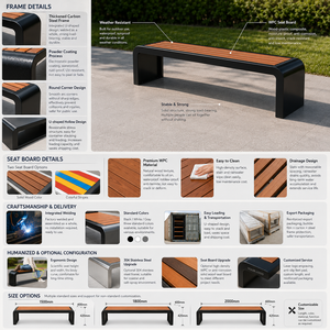 <span class=keywords><strong>Banc</strong></span> <span class=keywords><strong>de</strong></span> parc en WPC à structure métallique épaissie en forme <span class=keywords><strong>de</strong></span> U pour extérieur, sans dossier, pour <span class=keywords><strong>jardin</strong></span> public, patio, <span class=keywords><strong>banc</strong></span> long en <span class=keywords><strong>composite</strong></span> bois-plastique - Product Image 4