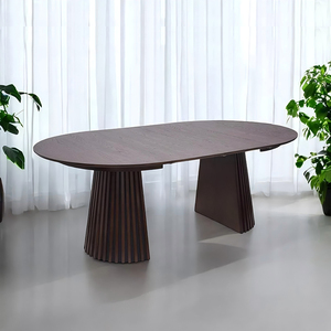Mesa de <span class=keywords><strong>Comedor</strong></span> de Lujo Moderna de Madera Maciza, Mesa de <span class=keywords><strong>Comedor</strong></span> Redonda <span class=keywords><strong>Extensible</strong></span> Ovalada para 6 a 8 Personas, <span class=keywords><strong>4</strong></span> <span class=keywords><strong>Sillas</strong></span> - Product Image 6