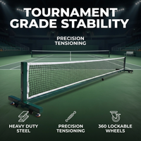 Filet de pickleball avec roues, cadre en acier robuste, taille réglementaire 22 pieds, pour extérieur et jardin