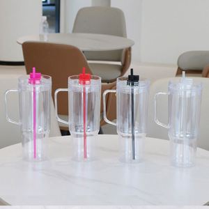 Vaso Tumbler Personalizado de 40oz de Gran Capacidad, Material PS, Plástico Deportivo de Doble Capa, DIY, Se Puede Agregar Purpurina, con Pajita - Product Image 2