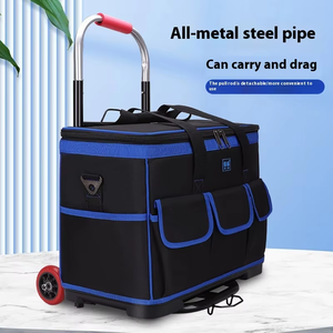 Green Forest Large Oxford Cloth <b>Trolley</b> Tool Bag Multifunctional Electrician Repair Storage Rubber Bottom Zipper Closure - Product Image 2