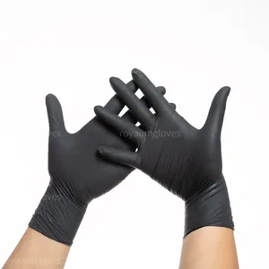 ถุงมือทำความสะอาดแบบใช้ครั้งเดียว9นิ้ว,ถุงมือเกรดอาหารถุงมือไนไตรล์สีดำฟรีผงไนไตรล์