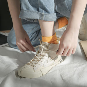 Fashionable High-Cut <strong>Canvas</strong> Walking Shoes <strong>White</strong> Vulcanized Rubber Sole for <strong>Women</strong> - Product Image 2