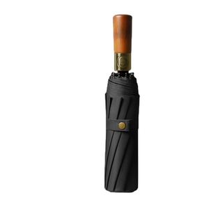 WSY Promotional Wholesale Three-Fold <b>Umbrella</b> Solid Wood Fully <b>Automatic</b> Folding Classic Black Glue Branded Logo <b>Umbrellas</b> - Product Image 6
