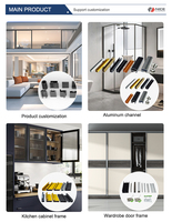 Profilé de luxe en aluminium anodisé pour cadre d'armoire de cuisine, certifié ISO, durable, pour décorations