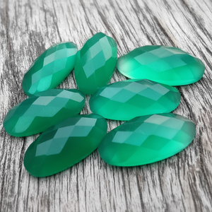 AAA + Qualité Naturel Vert Onyx Damier Coupe Dos Plat Cabochon 20mm X 9mm Forme Ovale Émeraude 14mm Poire Pierres Précieuses Lâches - Product Image 1