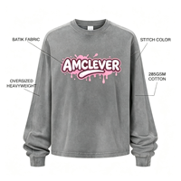 Kaos Lengan Panjang Katun Murni ALCLEVER OEM 280 Gram Desain Batik Quilted Kasual Teknik Cuci Langsung dari Pabrik Logo Kustom