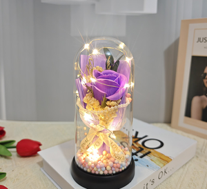 Ornamento fidanzata con copertura di vetro rosa incandescente sapone essiccato Bouquet di <span class=keywords><strong>fiori</strong></span> per la festa della mamma e il regalo di san valentino piante conservate - Product Image 6