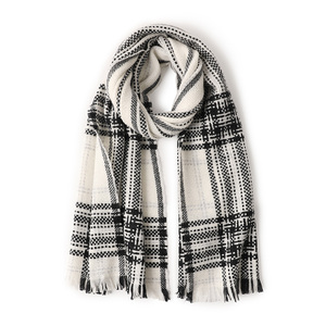 Bufanda de tartán de lana 100% mongol interior, moda de lujo de peso pesado, bufandas de cuadros de lana a cuadros para mujer, chal, venta de liquidación - Product Image 2