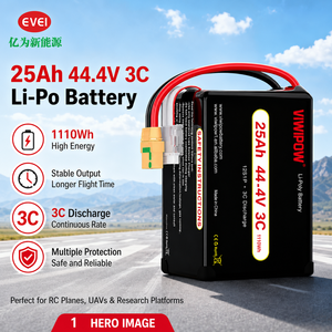 Pack de cellules LiPo 25Ah 44.4V 3C pour drone de transport de marchandises, haute capacité, longue autonomie de vol, prise personnalisable - Product Image 1