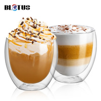 Verres isolés à double paroi en borosilicate transparent personnalisés, tasse à café à double paroi, tasse à thé, gobelet, verre à double paroi