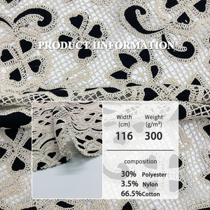 ผ้าปักลายจุดสีดำขาว คุณภาพสูง ผลิตจากผ้าฝ้าย 66.5% โพลีเอสเตอร์ 30% ไนลอน 3.5% สามารถละลายน้ำได้ เหมาะสำหรับเสื้อผ้าและกระเป๋า - Product Image 2