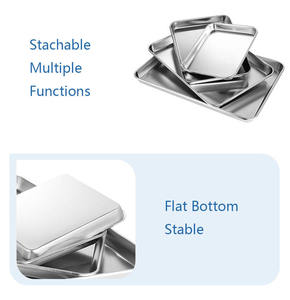 Stainless Steel <strong>Food</strong> <strong>Tray</strong> Square Metal Serving Platter For Kitchen Restaurant Commercial Use Stackable <strong>Food</strong> Storage <strong>Trays</strong> - Product Image 3