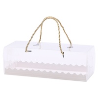 Boîte en papier pour gâteau roulé rectangulaire avec couvercle transparent
