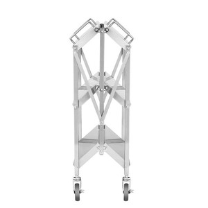 Stainless Steel Foldable Mobile Dining Trolley | Heavy Duty <b>Commercial</b> Trolley for Restaurant & Hotel - Product Image 4