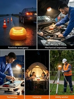 Lampu Peringatan Keselamatan Jalan LED Bertenaga Baterai Lampu Kerja Multifungsi Basis Magnetik Kuat Suar Darurat Mobil Luar Ruangan PC IP65