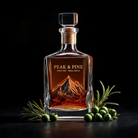 Bouteille de luxe 750 ml en verre super-cristallin en forme de volcan avec bouchon, vide, pour spiritueux, liqueur, whisky, brandy, carafe personnalisée, vente en gros directe usine