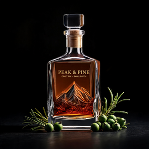 Bouteille de luxe 750 ml en verre super-cristallin en forme de volcan avec bouchon, vide, pour spiritueux, liqueur, whisky, brandy, carafe personnalisée, vente en gros directe usine - Product Image 4