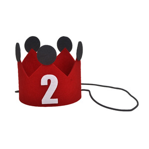 Red Crown Felt Hat 10.5cm Diameter Unisex Party Hat For Children Birthday Celebration - Product Image 4