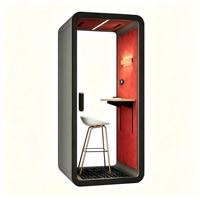 Divo S - Cabine de bureau insonorisée modulaire et mobile avec éclairage LED et espace privé pour l'école et le bureau