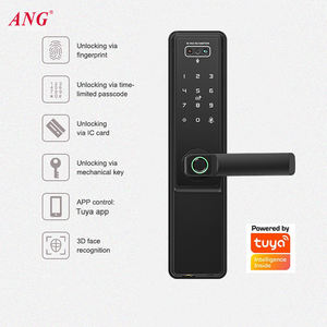 Akıllı alüminyum alaşım akıllı kapı kilidi parmak izi şifre Wifi Tuya kapı zili kamera kilidi için ahşap kapı - Product Image 4