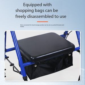 Déambulateur pliable pour personnes âgées avec panier de courses, déambulateur manuel, chariot stable et léger - Product Image 5