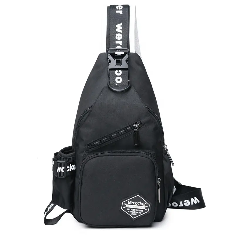 Fashion Style Men Black Messenger Bag Single Shoulder Crossbody Waterproof Sling Bag