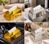 Boîte à mouchoirs élégante et stylée en forme de barre d'or, finition métallique dorée de luxe, décoration de bureau, cadeau original pour la maison