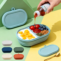 Boîte à collation pliable à double compartiment en silicone personnalisée, mini plateau en plastique