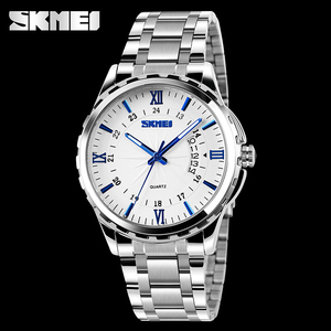 Montre à quartz pour hommes SKMEI, montre-bracelet décontractée en acier inoxydable avec affichage de la date, chiffres romains, étanche - Product Image 2