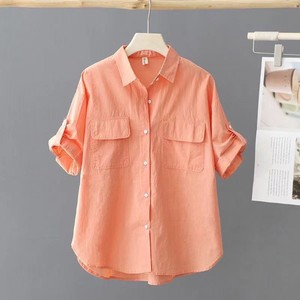 Chemisiers et hauts décontractés à col rabattu, manches boutonnées, imprimé rayé, tendance et en promotion pour femmes - Product Image 4