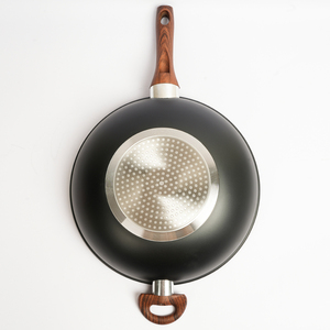 مقلاة عميقة للطهي بالحث الحراري مع غطاء زجاجي ومقبض خشبي، مصنوعة من الألومنيوم بطلاء رخامي غير لاصق - Product Image 5
