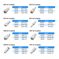 1/4 ''3/8'' 1/2 ''8mm 9mm 10mm 11mm 12mm 13mm mâle femelle pneumatique raccord rapide connecteurs de tuyau autobloquants
