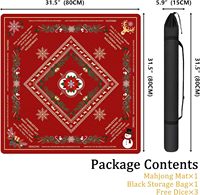 Tapis de Mahjong Rouge en Gros 31,5x31,5 Pouces Antidérapant et Anti-Bruit pour Jeux de Société, Poker, Dominos - Cadeau Mahjong