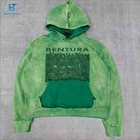 Sudadera con Capucha BENTURA para Hombre, Diseño Gráfico Impreso en DTG, Talla Grande, Algodón French Terry, Efecto Desgastado, Lavado Ácido, Logotipo Personalizado