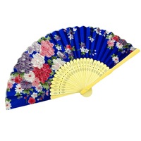 Kipas Lipat Kain Satin Bermotif Bunga Sakura & Peri dengan Gagang Bambu, Hadiah Wanita untuk Perjalanan