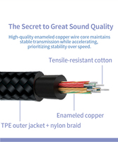 Câble d'extension audio en nylon plaqué or cuivre 4 pôles 3,5 mm TRRS mâle stéréo pour PC, casque, haut-parleur