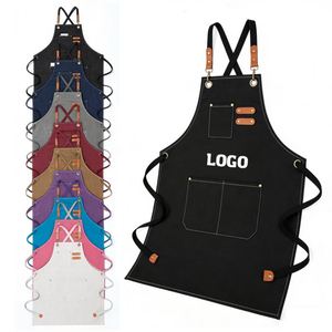 Custom Logo High Adjustable Buckle Black Cotton Canvas Restaurant Uniform Waiter Tool <b>Work</b> Florist Garden Stylish <b>Apron</b> - Product Image 1