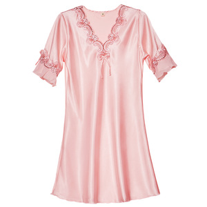<span class=keywords><strong>XXL</strong></span> taglie forti abito da notte da ragazza di lusso a maniche corte in seta camicia da notte da <span class=keywords><strong>donna</strong></span> Sexy <span class=keywords><strong>pigiama</strong></span> in seta Set di vestaglia in raso - Product Image 5