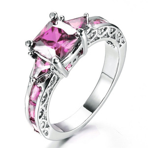 Anillo de Compromiso con Zafiro Corte Princesa H163, Plata 925 con Baño de Rodio, Diseño de Corona para Mujer, Joyería Fina - Product Image 2