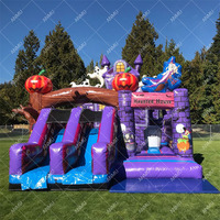 Château gonflable d'Halloween populaire avec toboggan licorne et combinaison de jeux gonflables