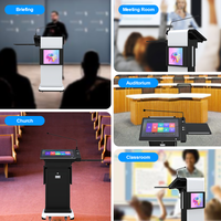 Chaire intelligente avec signalisation LED utilise un podium multimédia d'église avec des microphones intégrés et des pupilles numériques avec écran de 21.5 pouces